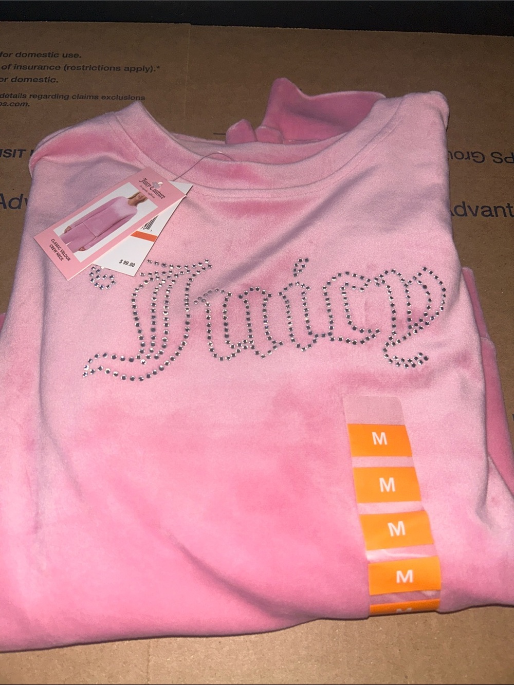 Juicy Couture Pink Velour Rhinestone 'Juicy' Top